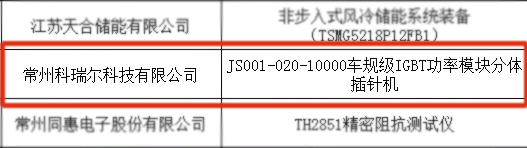 科瑞爾車規級IGBT功率模塊分體插針機入選2023年江蘇省首臺（套）重大裝備  擬認定名單(圖2)